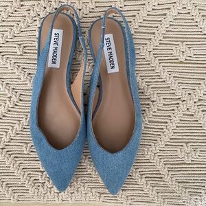Steve Madden Sling Back Denim Flats NWOT